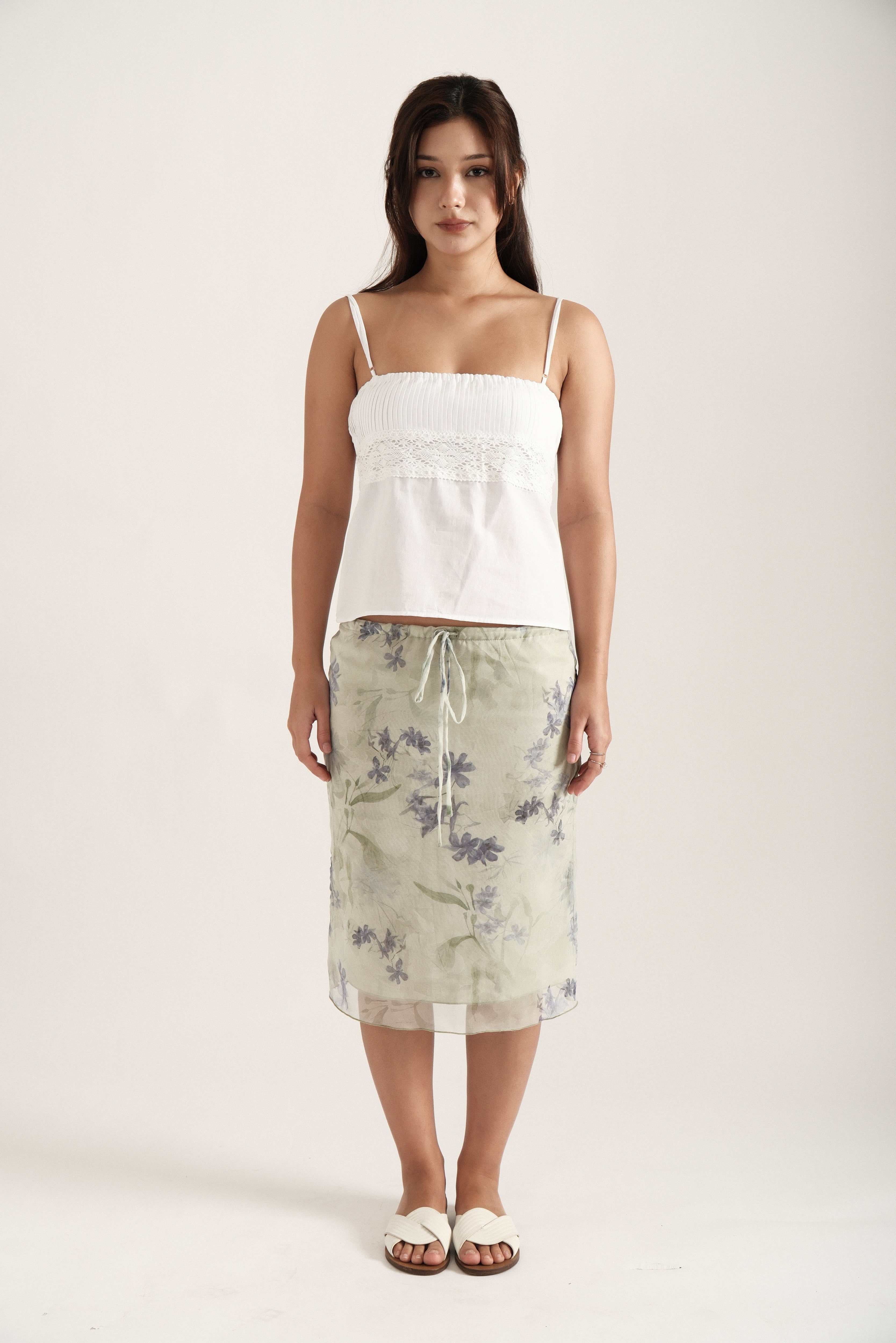 Sage Midi Spring Skirt