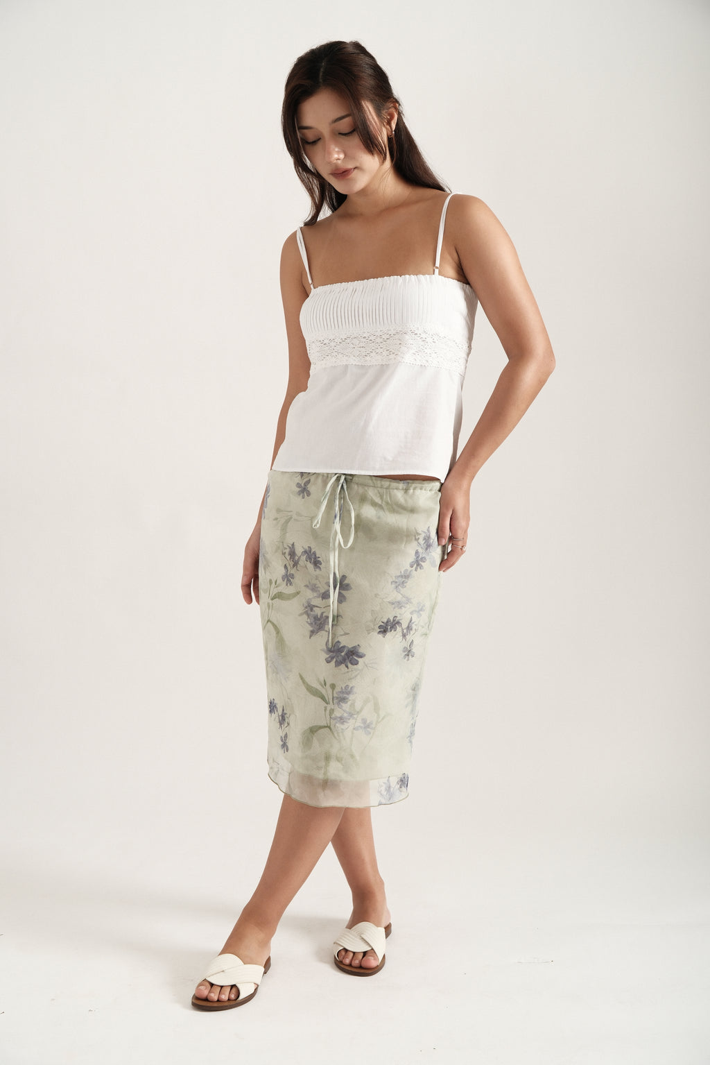 Sage Midi Spring Skirt