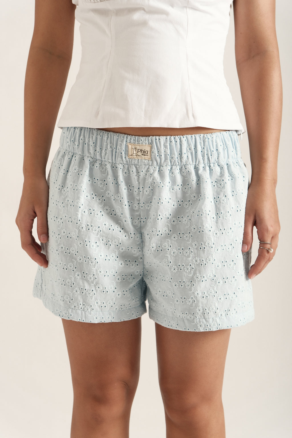 Baby Blue Eyelet Shorts