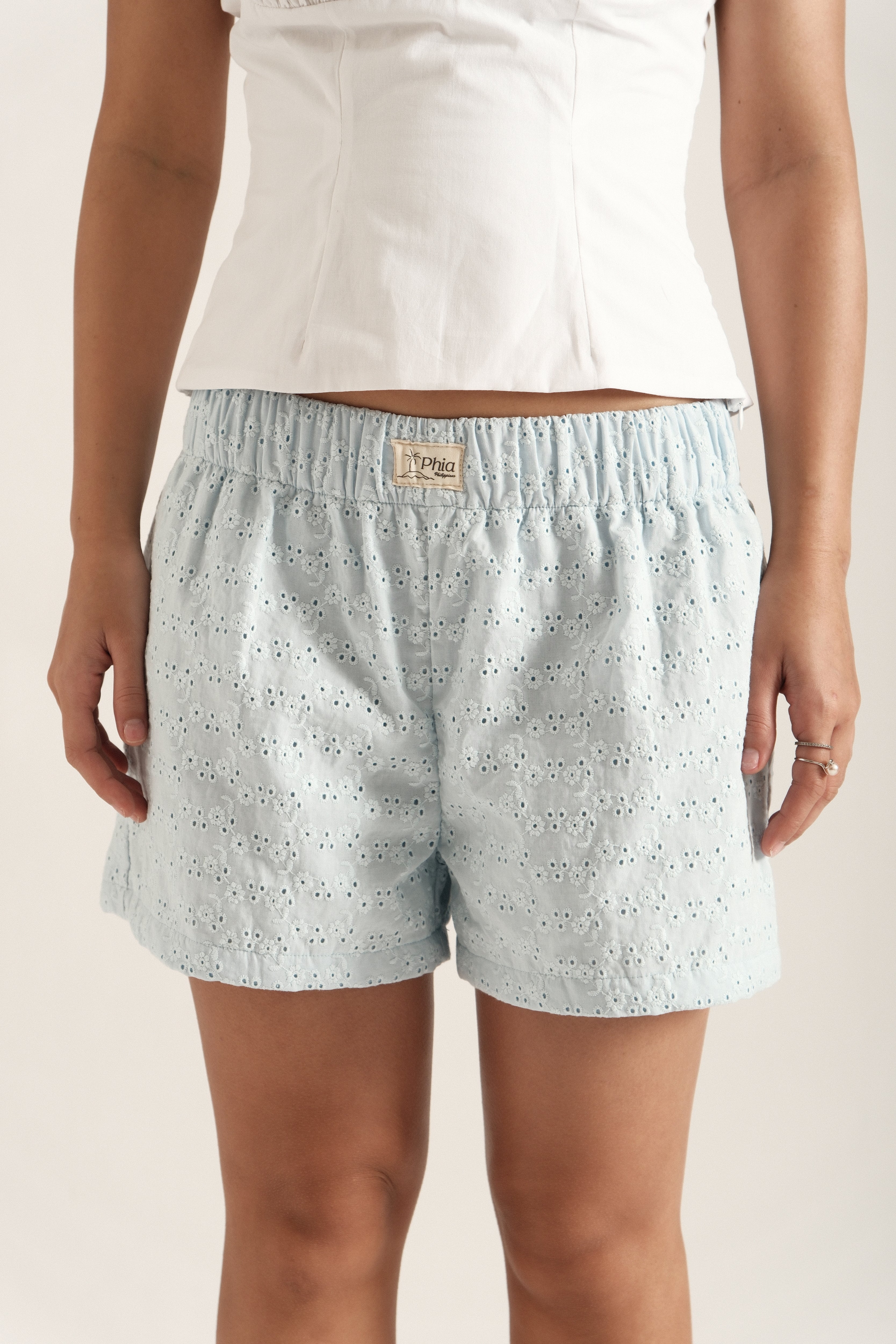 Baby Blue Eyelet Shorts