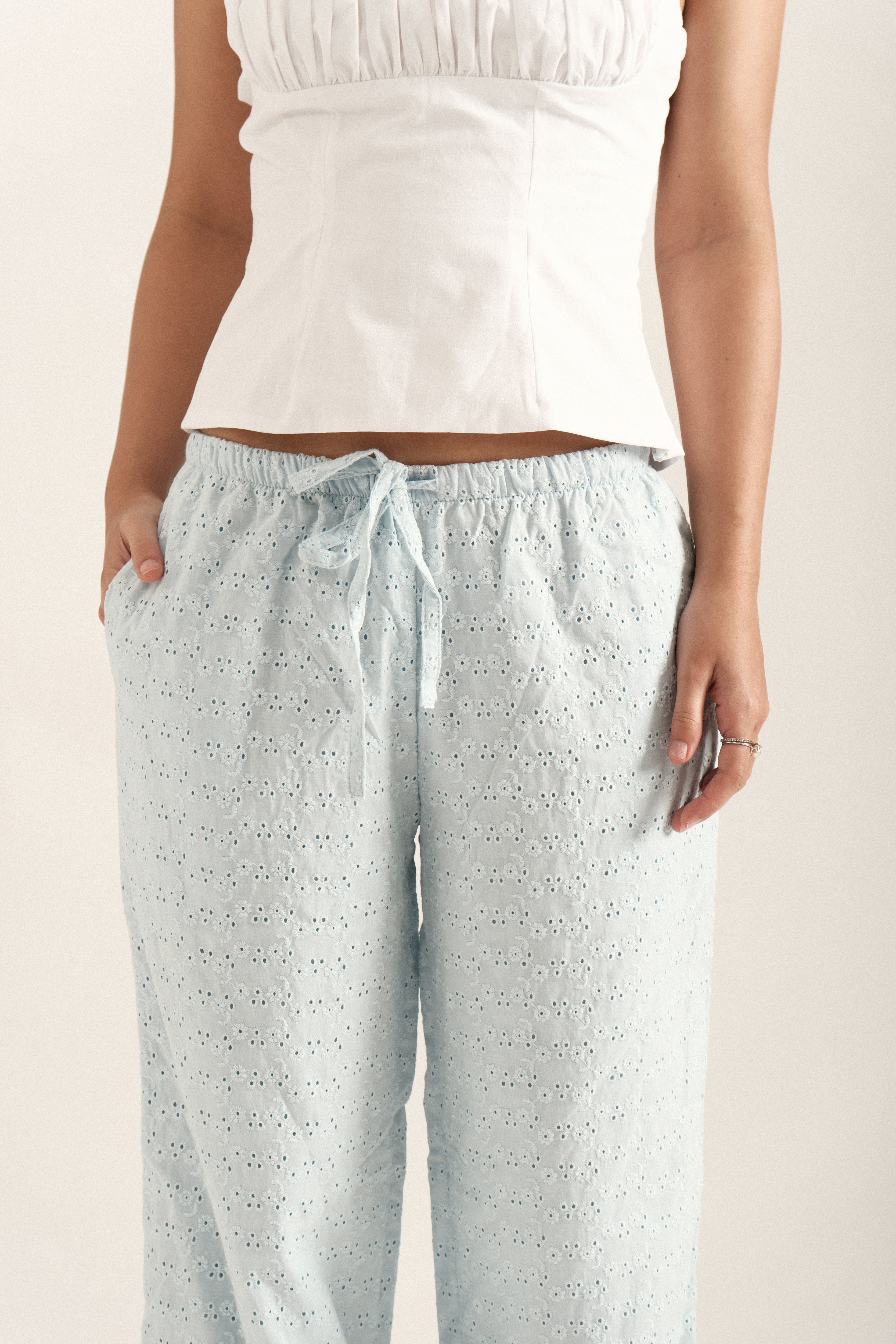Baby Blue Eyelet Pants